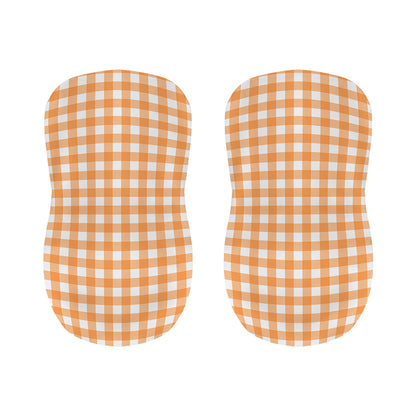 Orange And White Check Pattern Print Bar Stool Covers