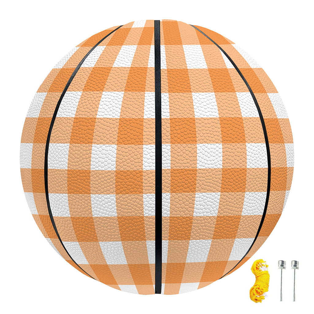 Orange And White Check Pattern Print Basketball