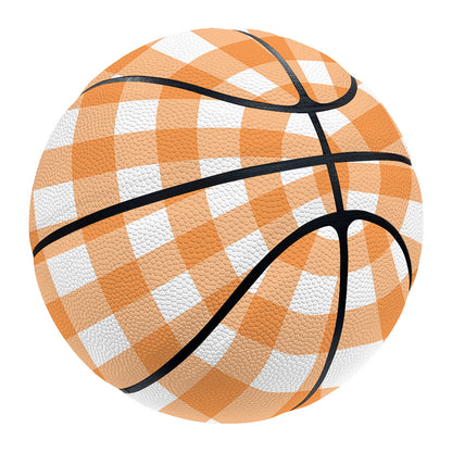 Orange And White Check Pattern Print Basketball