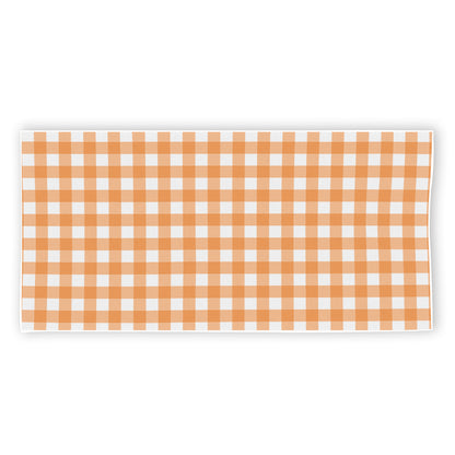 Orange And White Check Pattern Print Beach Towel