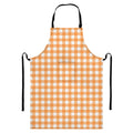 Orange And White Check Pattern Print Bib Apron With Pocket