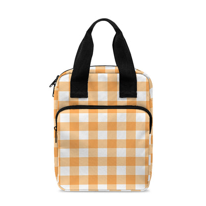 Orange And White Check Pattern Print Bible Tote Bag