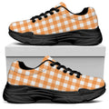 Orange And White Check Pattern Print Black Chunky Shoes