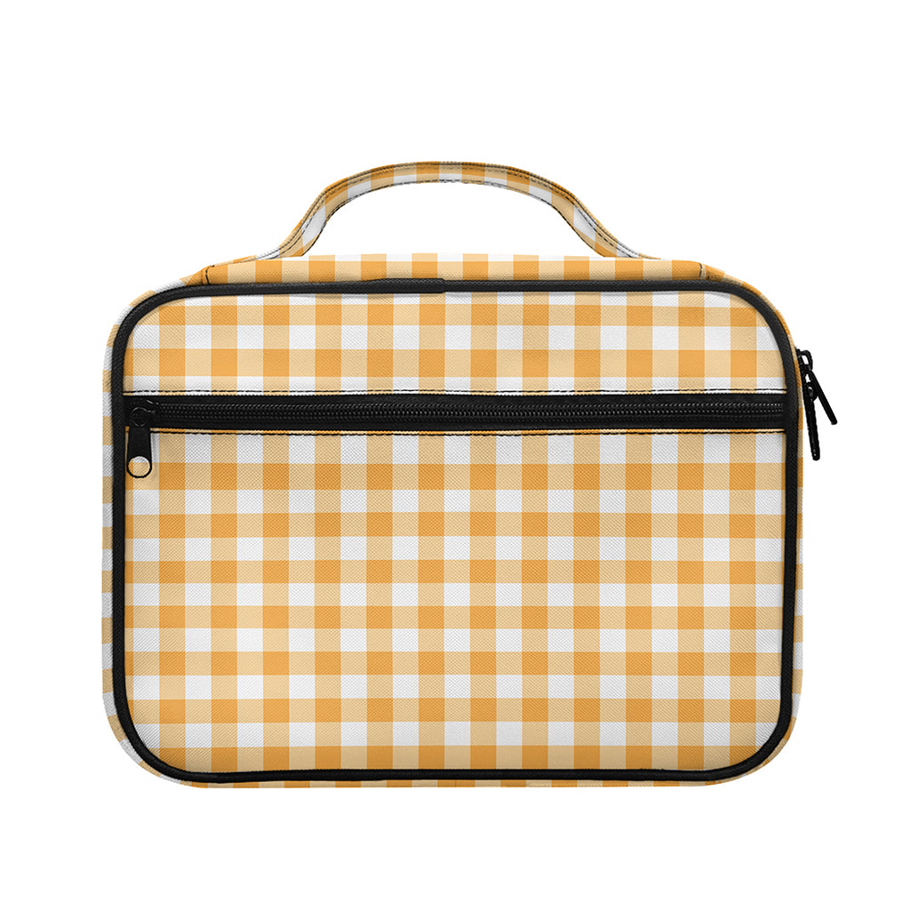 Orange And White Check Pattern Print Briefcase Bible Bag