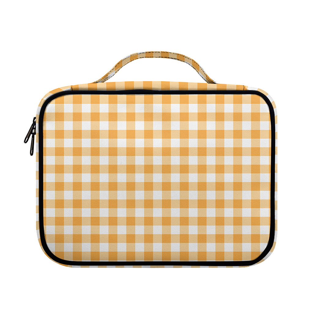 Orange And White Check Pattern Print Briefcase Bible Bag