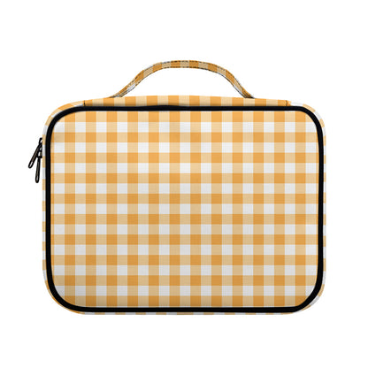 Orange And White Check Pattern Print Briefcase Bible Bag