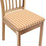 Orange And White Check Pattern Print Chair Cushion Cover