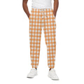 Orange And White Check Pattern Print Cotton Sweatpants