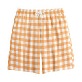 Orange And White Check Pattern Print Cotton Shorts