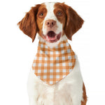 Orange And White Check Pattern Print Dog Bandana