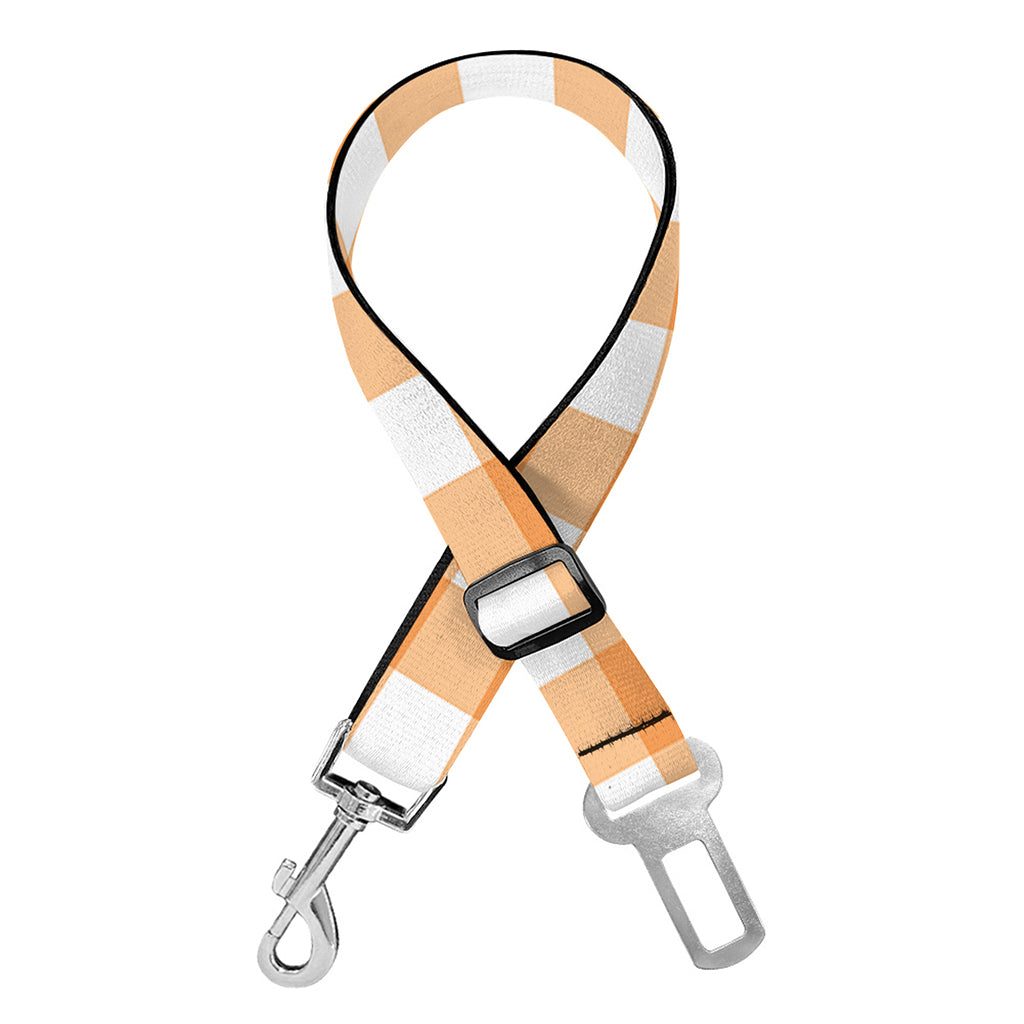 Orange And White Check Pattern Print Dog Seat Belt