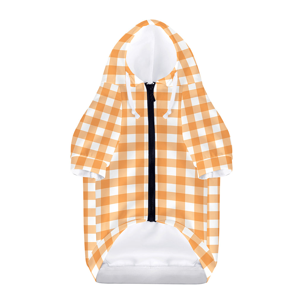 Orange And White Check Pattern Print Dog Zip Up Hoodie