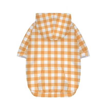 Orange And White Check Pattern Print Dog Zip Up Hoodie