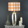 Orange And White Check Pattern Print Drum Lamp Shade