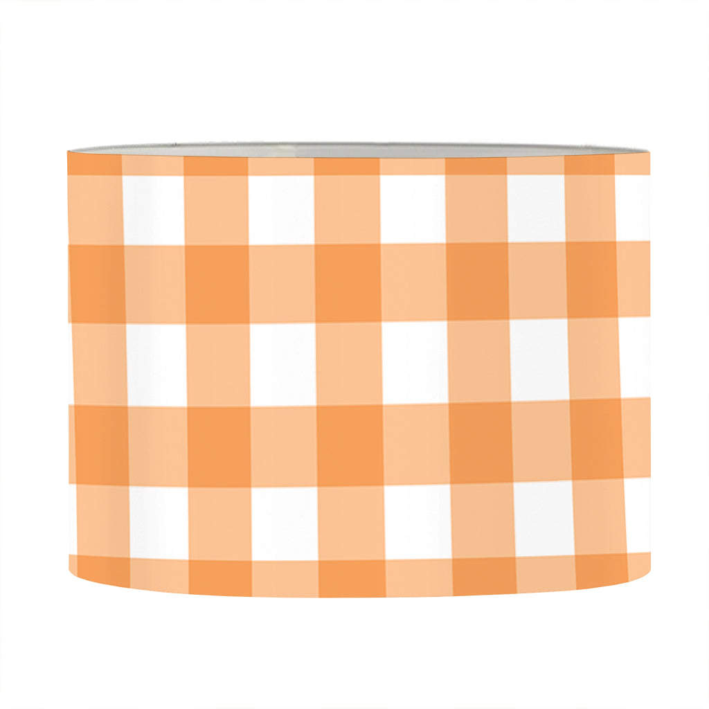 Orange And White Check Pattern Print Drum Lamp Shade