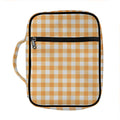 Orange And White Check Pattern Print Front Pocket Bible Bag