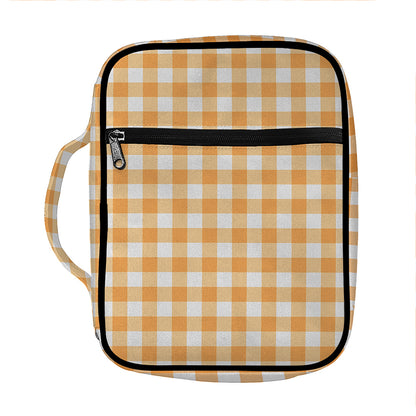 Orange And White Check Pattern Print Front Pocket Bible Bag
