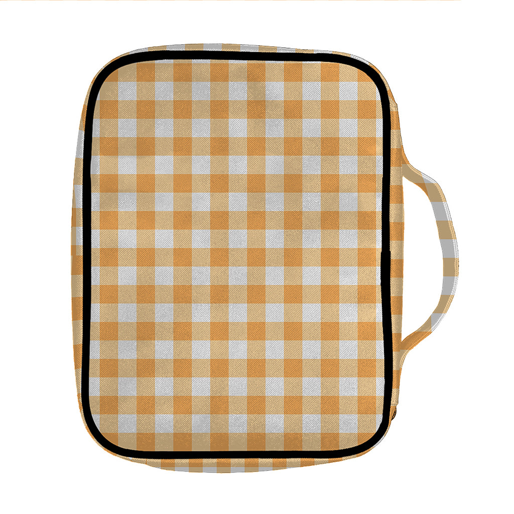Orange And White Check Pattern Print Front Pocket Bible Bag