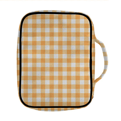 Orange And White Check Pattern Print Front Pocket Bible Bag