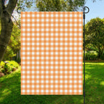 Orange And White Check Pattern Print Garden Flag