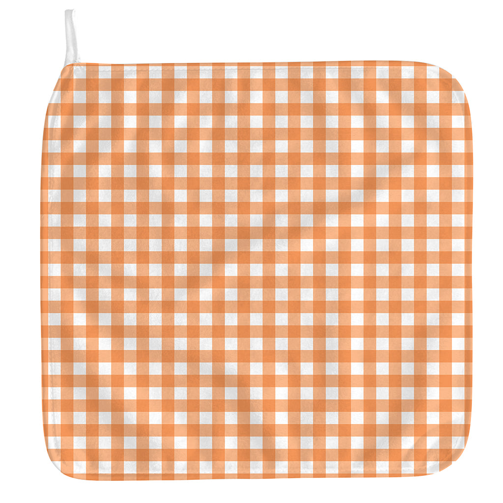 Orange And White Check Pattern Print Hand Towel