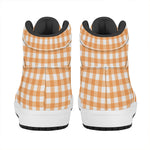 Orange And White Check Pattern Print High Top Leather Sneakers