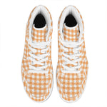 Orange And White Check Pattern Print High Top Leather Sneakers