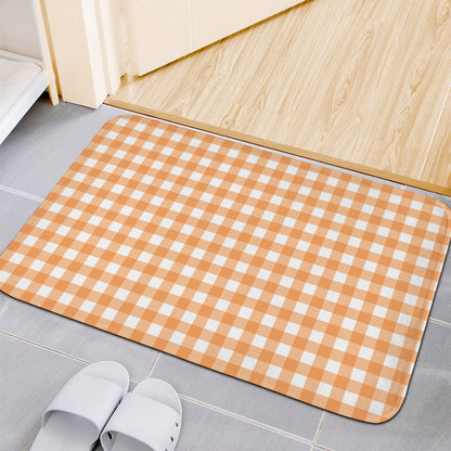 Orange And White Check Pattern Print Indoor Door Mat