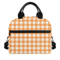 Orange And White Check Pattern Print Insulated Lunch Bag