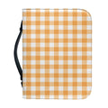 Orange And White Check Pattern Print Leather Bible Cover