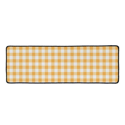 Orange And White Check Pattern Print Long Kitchen Mat