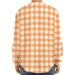 Orange And White Check Pattern Print Long Sleeve Baseball Jersey