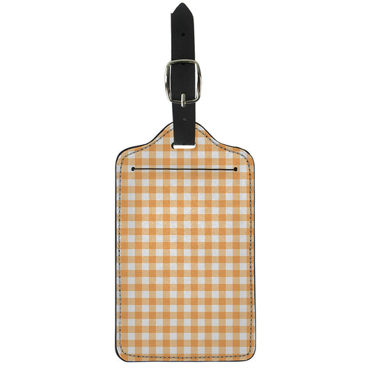 Orange And White Check Pattern Print Luggage Tag