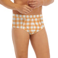 Orange And White Check Pattern Print Men's Briefs