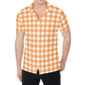Orange And White Check Pattern Print Men's Shirt