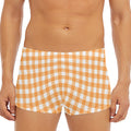 Orange And White Check Pattern Print Men's Short Boxer Briefs