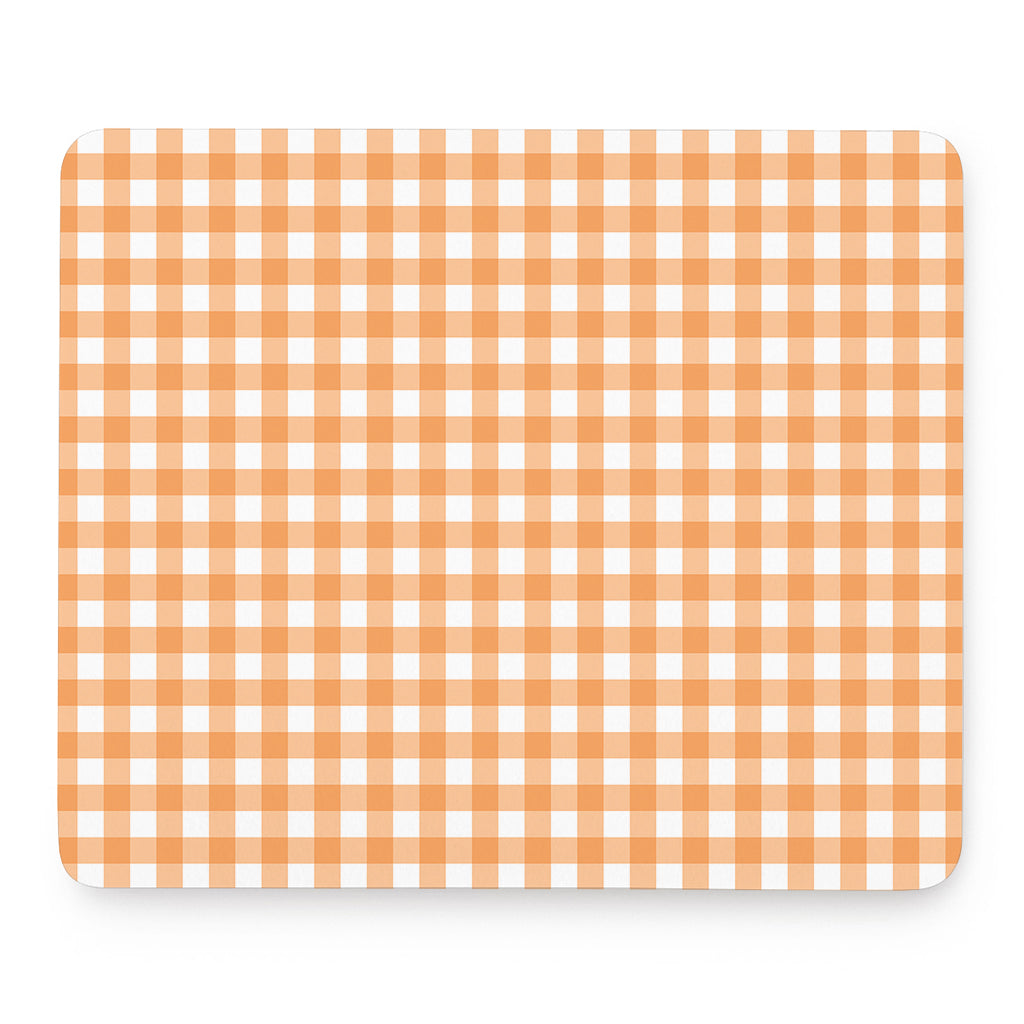 Orange And White Check Pattern Print Mouse Pad