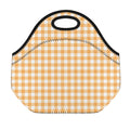 Orange And White Check Pattern Print Neoprene Lunch Bag