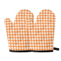 Orange And White Check Pattern Print Oven Mitts