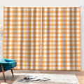 Orange And White Check Pattern Print Pencil Pleat Curtains