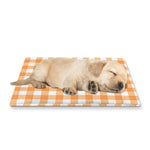 Orange And White Check Pattern Print Pet Cooling Mat Cover