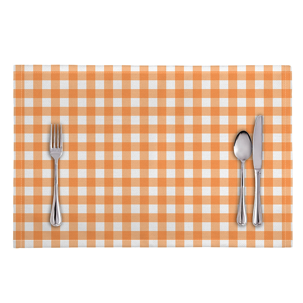 Orange And White Check Pattern Print Placemat