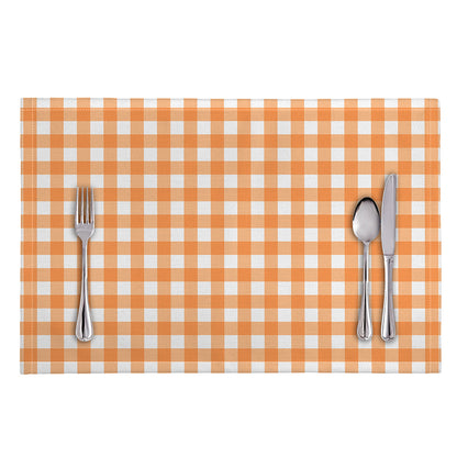 Orange And White Check Pattern Print Placemat