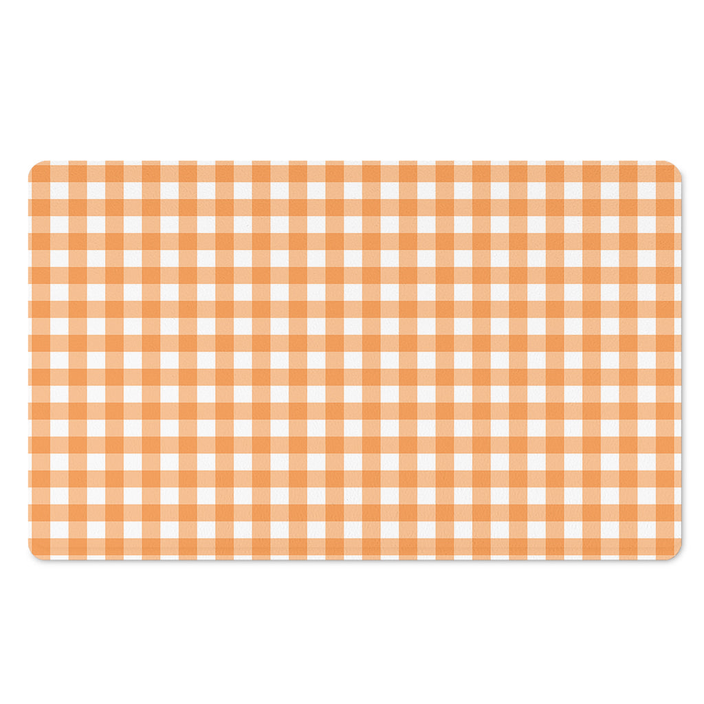 Orange And White Check Pattern Print Polyester Doormat
