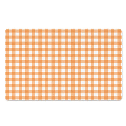 Orange And White Check Pattern Print Polyester Doormat