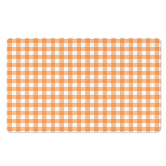 Orange And White Check Pattern Print Polyester Doormat
