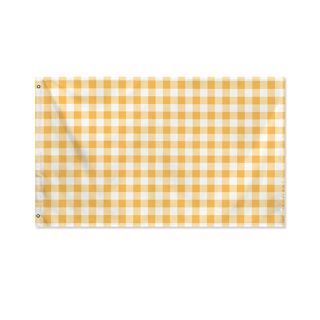 Orange And White Check Pattern Print Polyester Flag