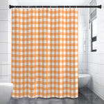 Orange And White Check Pattern Print Premium Shower Curtain
