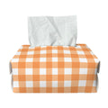 Orange And White Check Pattern Print Rectangle Tissue Box Cover