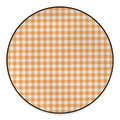 Orange And White Check Pattern Print Round Floor Mat